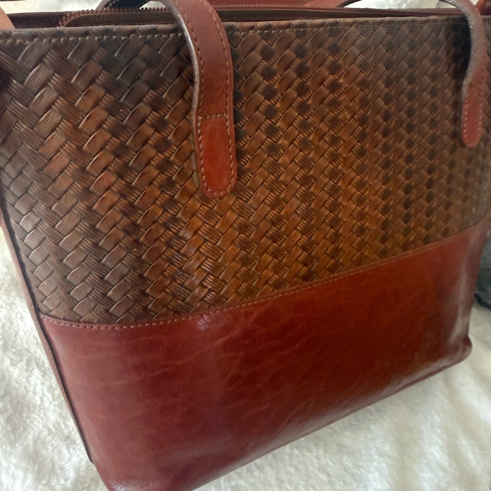 Vintage rare Brahmin leather tote shoulder bag with twilly - Picture 3 of 10